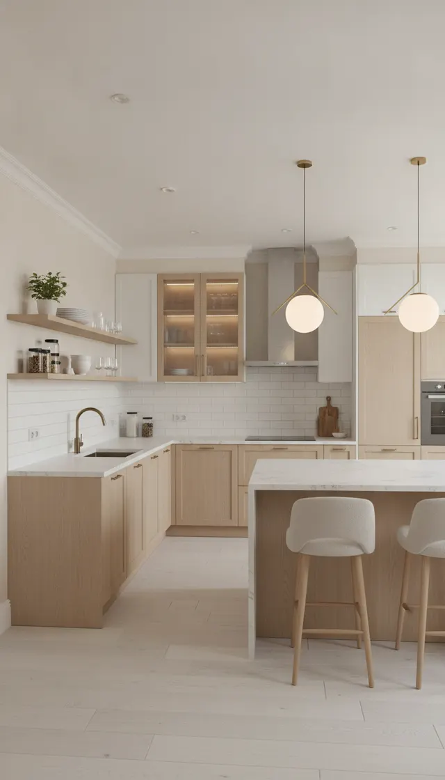 AI-дизайн кухни в стиле Скандинавский, пример 23. Дизайн кухни — Скандинавский, пример 23, создан в приложении U-Deco